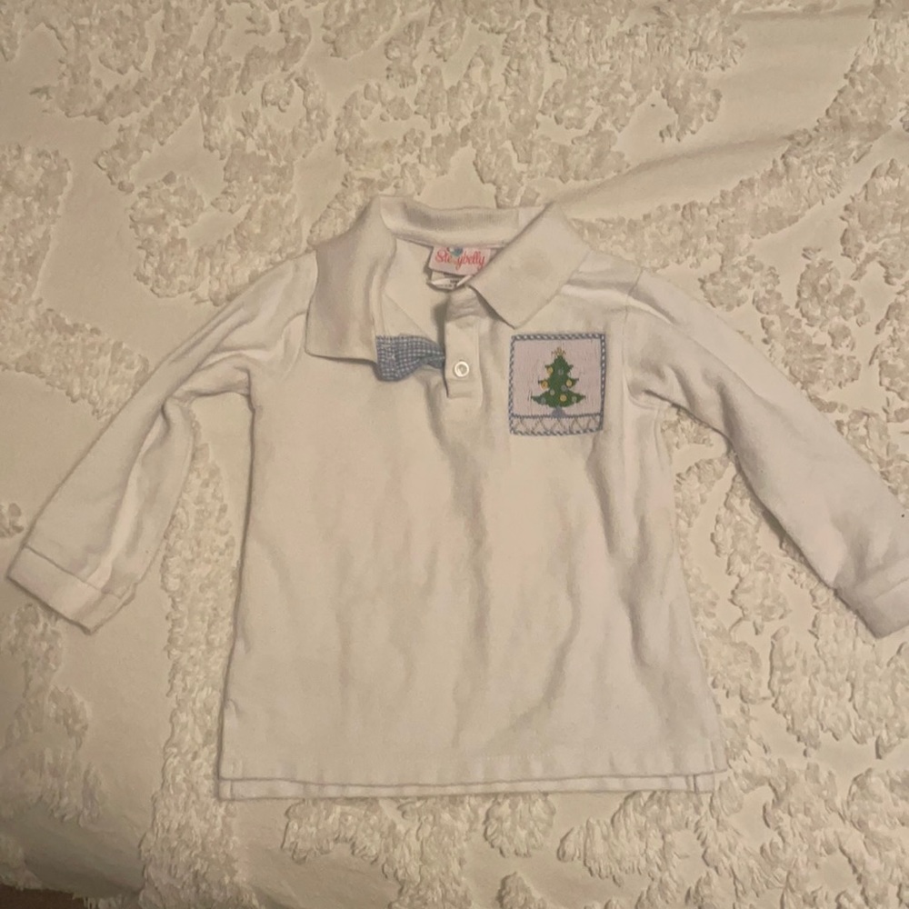 Embroidered Christmas tree polo